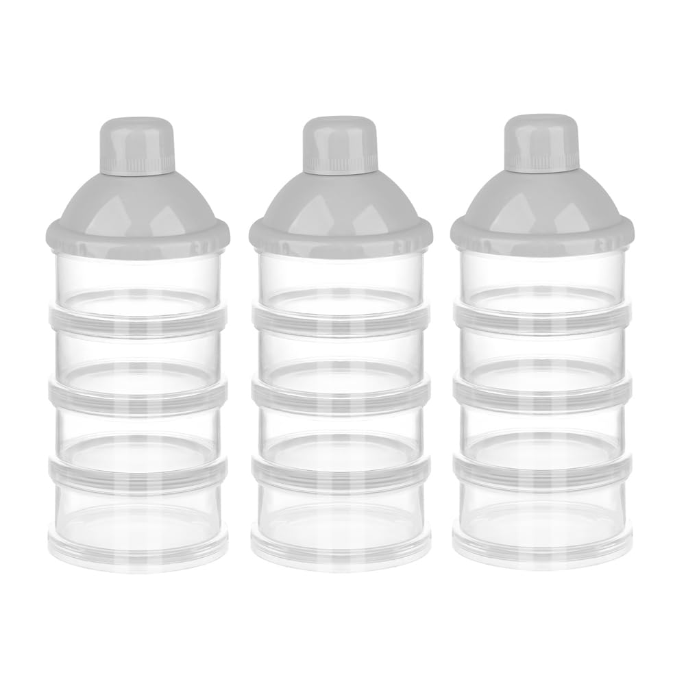 Formula Dispenser On The Go, 4 Compartments Stackable Formula Container for Travel, Baby Milk Powder Kids Snack Container, BPA Free ﻿