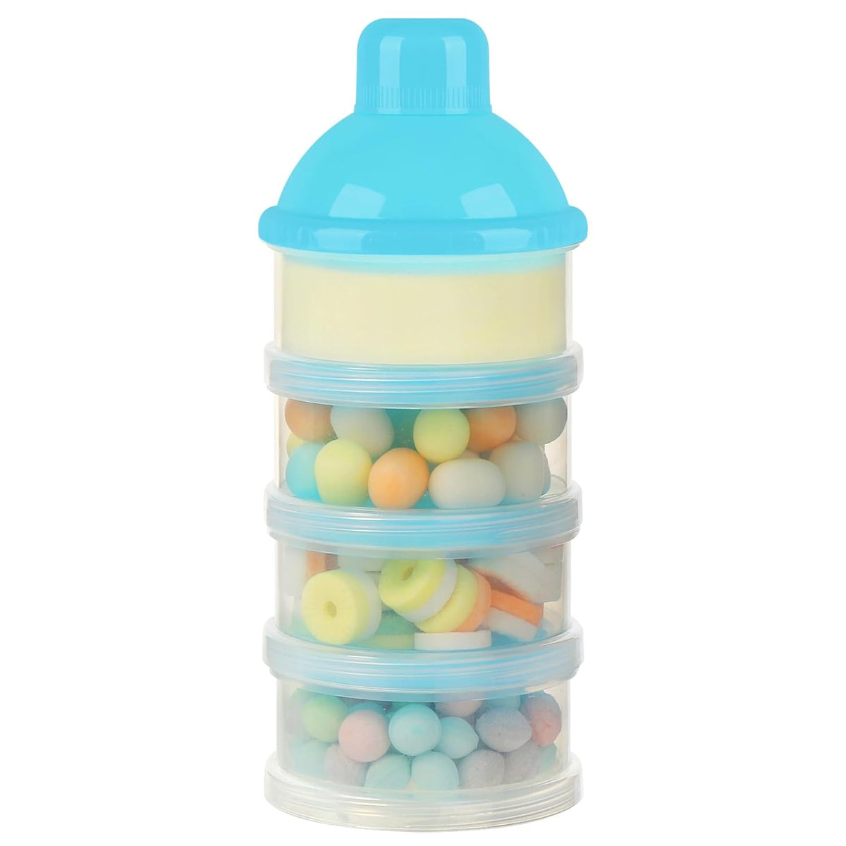 Formula Dispenser On The Go, 4 Compartments Stackable Formula Container for Travel, Baby Milk Powder Kids Snack Container, BPA Free ﻿