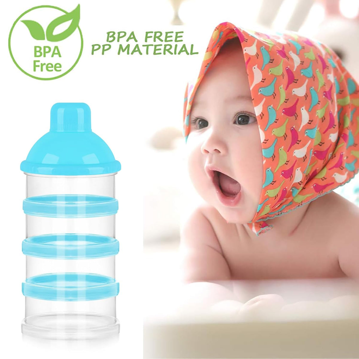 Formula Dispenser On The Go, 4 Compartments Stackable Formula Container for Travel, Baby Milk Powder Kids Snack Container, BPA Free ﻿