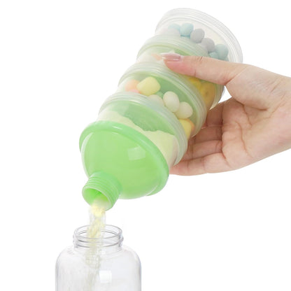 Formula Dispenser On The Go, 4 Compartments Stackable Formula Container for Travel, Baby Milk Powder Kids Snack Container, BPA Free ﻿