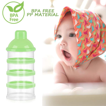 Formula Dispenser On The Go, 4 Compartments Stackable Formula Container for Travel, Baby Milk Powder Kids Snack Container, BPA Free ﻿