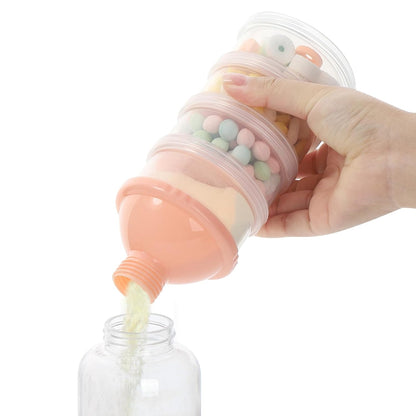 Formula Dispenser On The Go, 4 Compartments Stackable Formula Container for Travel, Baby Milk Powder Kids Snack Container, BPA Free ﻿