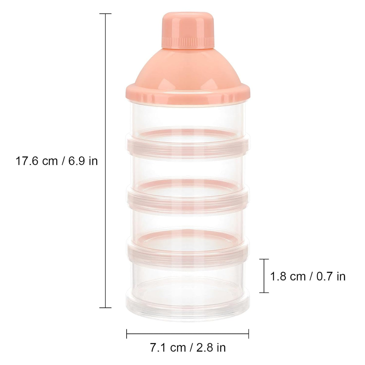 Formula Dispenser On The Go, 4 Compartments Stackable Formula Container for Travel, Baby Milk Powder Kids Snack Container, BPA Free ﻿