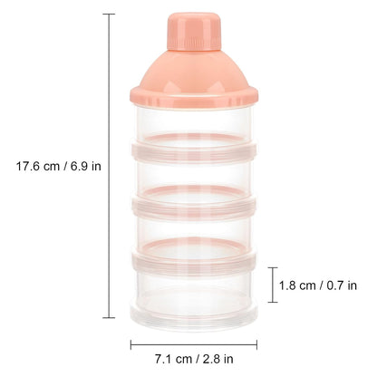 Formula Dispenser On The Go, 4 Compartments Stackable Formula Container for Travel, Baby Milk Powder Kids Snack Container, BPA Free ﻿
