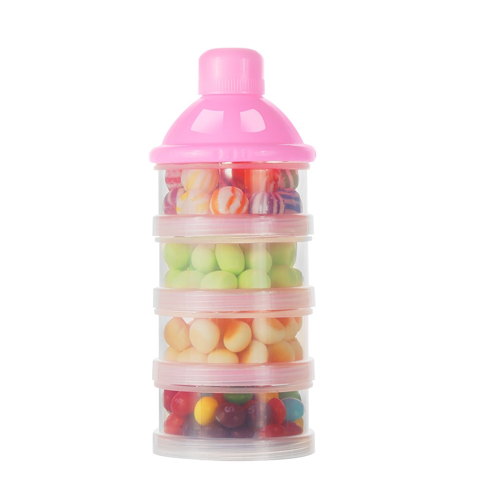 Formula Dispenser On The Go, 4 Compartments Stackable Formula Container for Travel, Baby Milk Powder Kids Snack Container, BPA Free ﻿