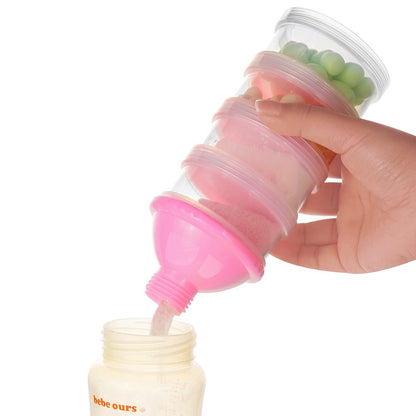 Formula Dispenser On The Go, 4 Compartments Stackable Formula Container for Travel, Baby Milk Powder Kids Snack Container, BPA Free ﻿