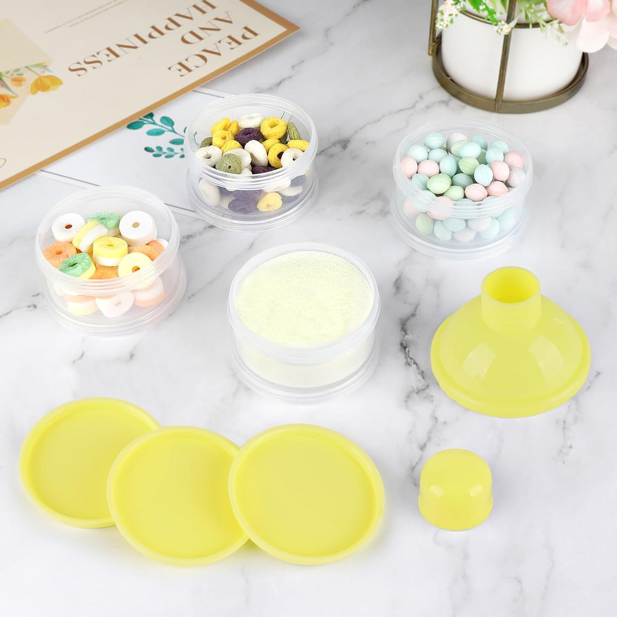 Formula Dispenser On The Go, 4 Compartments Stackable Formula Container for Travel, Baby Milk Powder Kids Snack Container, BPA Free ﻿