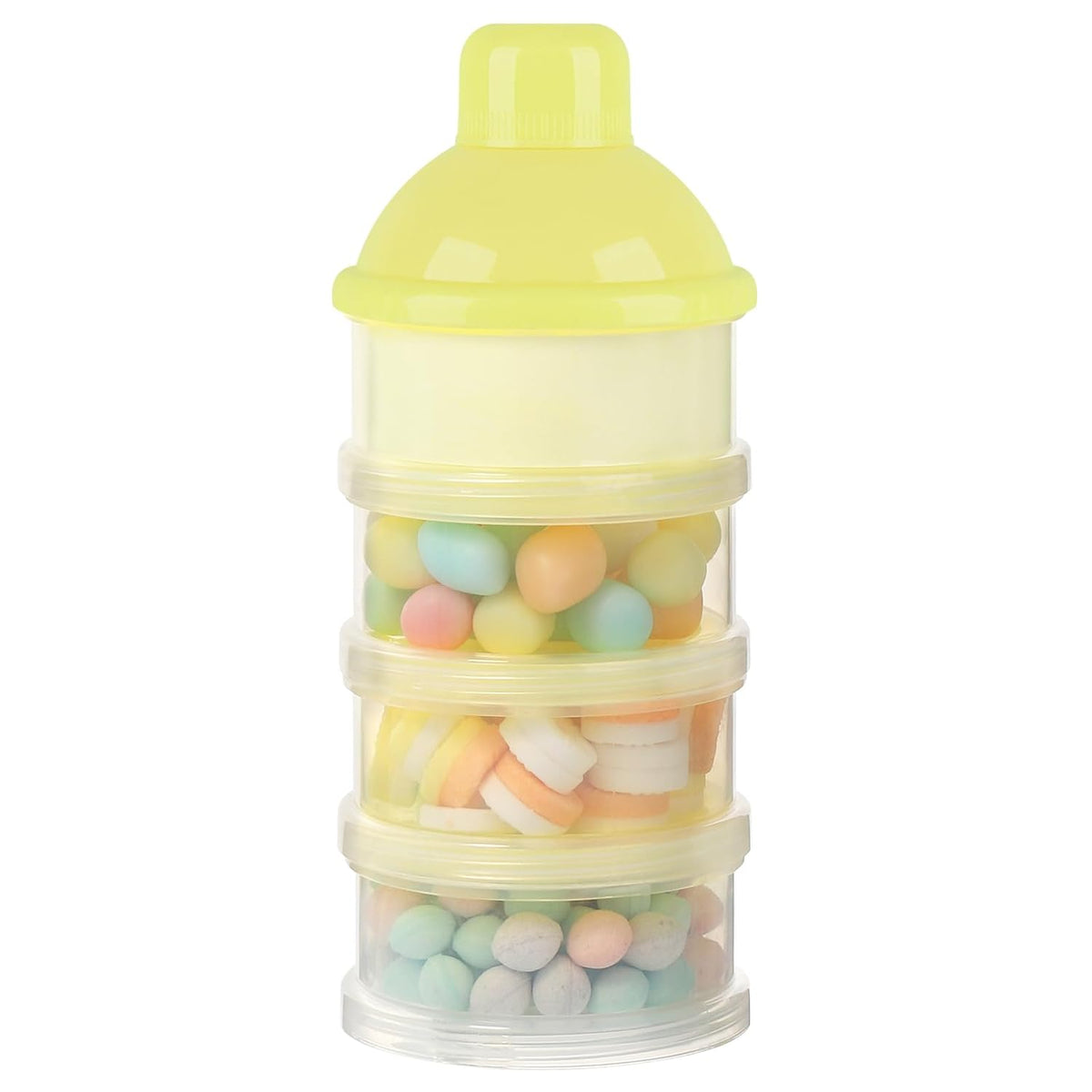 Formula Dispenser On The Go, 4 Compartments Stackable Formula Container for Travel, Baby Milk Powder Kids Snack Container, BPA Free ﻿