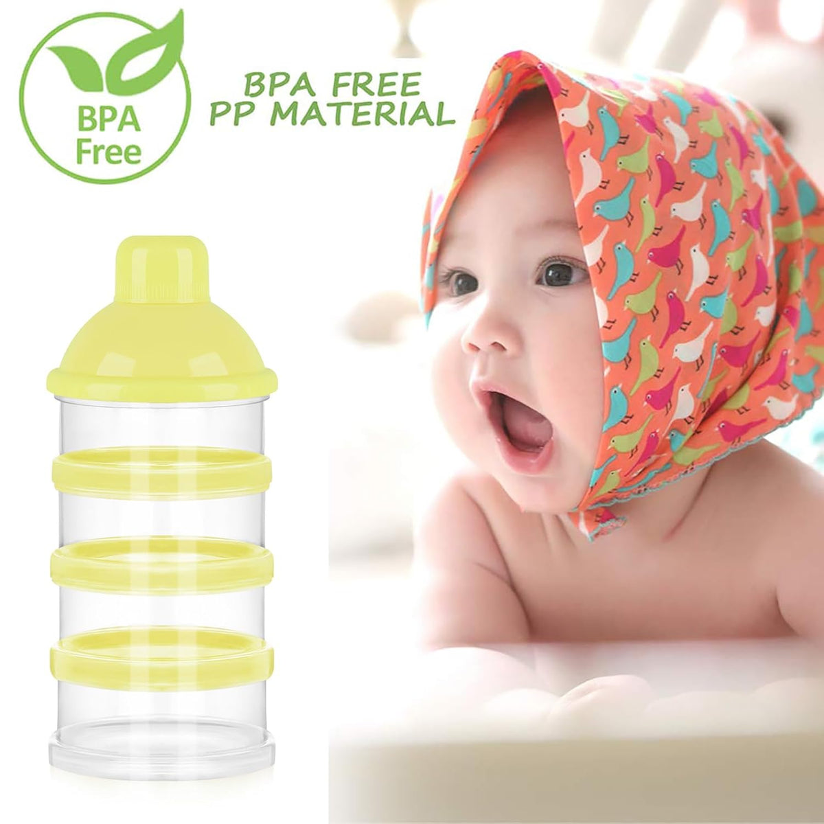 Formula Dispenser On The Go, 4 Compartments Stackable Formula Container for Travel, Baby Milk Powder Kids Snack Container, BPA Free ﻿