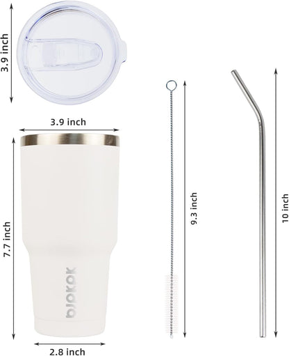 20 oz Coffee Tumbler with Lid, Straw, Insulated Stainless Steel Mug - Colors A