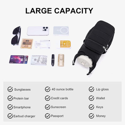 Water Bottle Bag 40 oz Crossbody Bag Insulated Carrier Purse Holder for Walking Hiking with Adjustable Strap