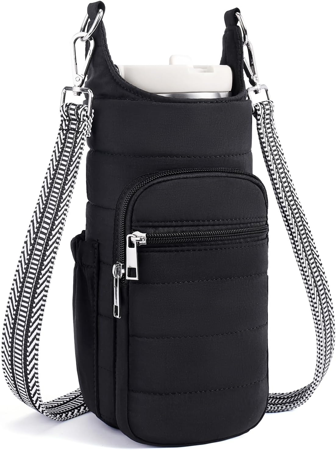 Water Bottle Bag 40 oz Crossbody Bag Insulated Carrier Purse Holder for Walking Hiking with Adjustable Strap