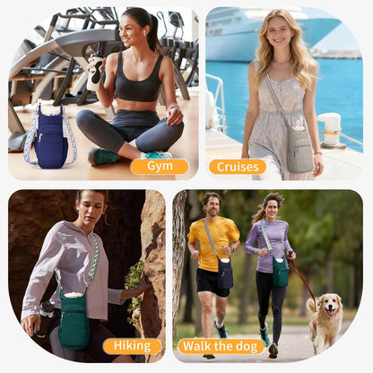 Water Bottle Bag 40 oz Crossbody Bag Insulated Carrier Purse Holder for Walking Hiking with Adjustable Strap