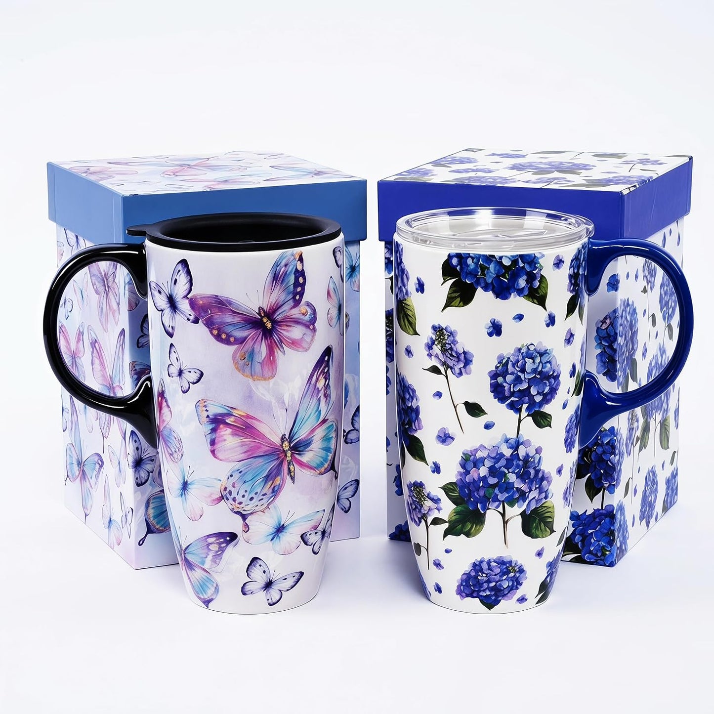 17oz Ceramic Travel Mug with Lid, Inspirational Floral Coffee Mug | Pink Ceramic Travel Cup with Handle for Women, Microwave & Dishwasher Safe, Gift Box Included