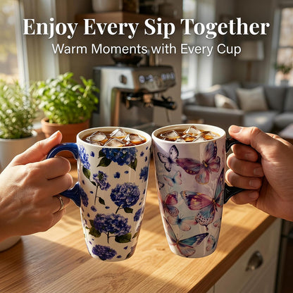 17oz Ceramic Travel Mug with Lid, Inspirational Floral Coffee Mug | Pink Ceramic Travel Cup with Handle for Women, Microwave & Dishwasher Safe, Gift Box Included