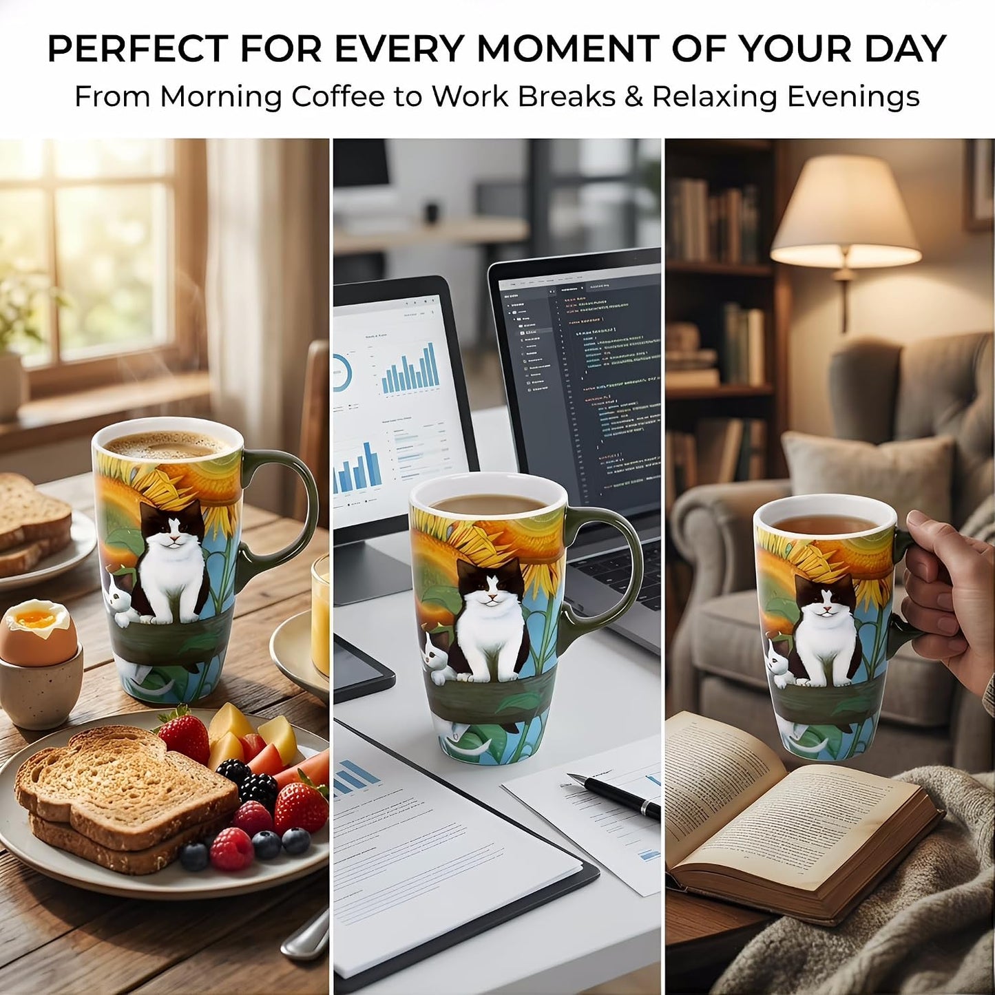 17oz Ceramic Travel Mug with Lid, Inspirational Floral Coffee Mug | Pink Ceramic Travel Cup with Handle for Women, Microwave & Dishwasher Safe, Gift Box Included
