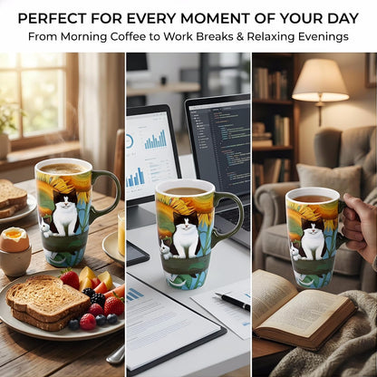 17oz Ceramic Travel Mug with Lid, Inspirational Floral Coffee Mug | Pink Ceramic Travel Cup with Handle for Women, Microwave & Dishwasher Safe, Gift Box Included