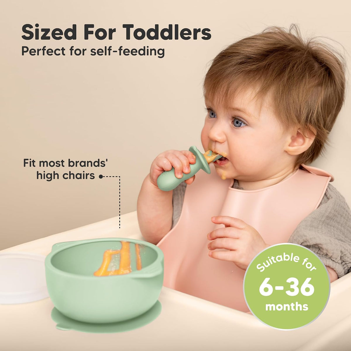 2-Pack Baby Bowls with Suctions, Lids, Silicone (Roseate)