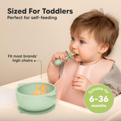 2-Pack Baby Bowls with Suctions, Lids, Silicone (Roseate)