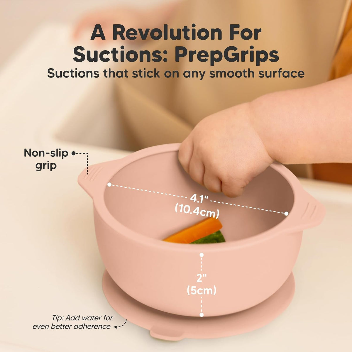 2-Pack Baby Bowls with Suctions, Lids, Silicone (Roseate)