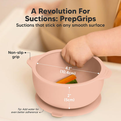 2-Pack Baby Bowls with Suctions, Lids, Silicone (Roseate)
