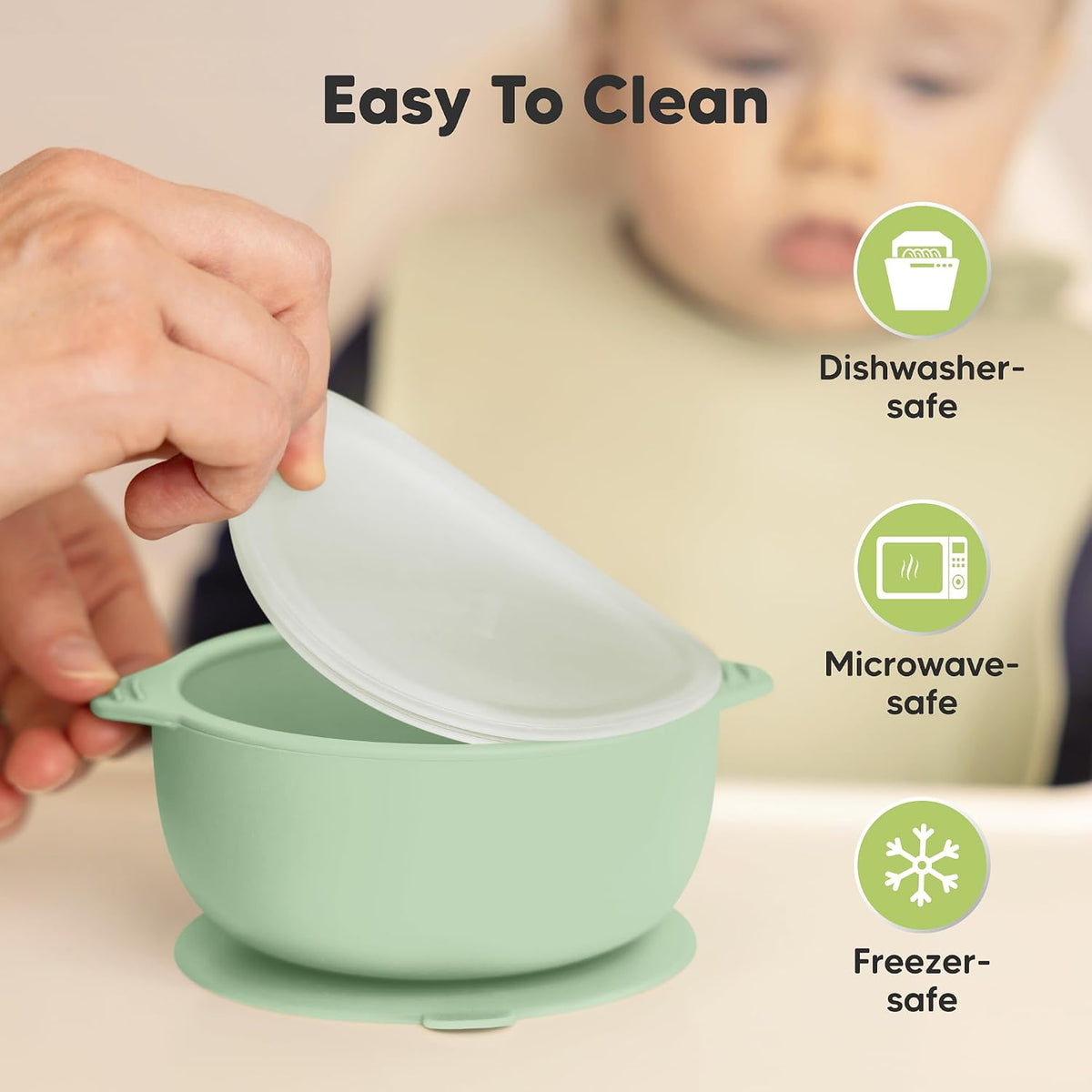 2-Pack Baby Bowls with Suctions, Lids, Silicone (Roseate)