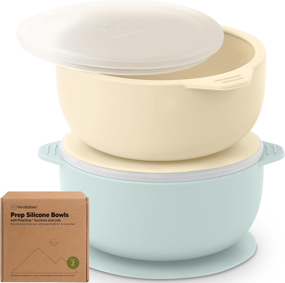 2-Pack Baby Bowls with Suctions, Lids, Silicone (Roseate)