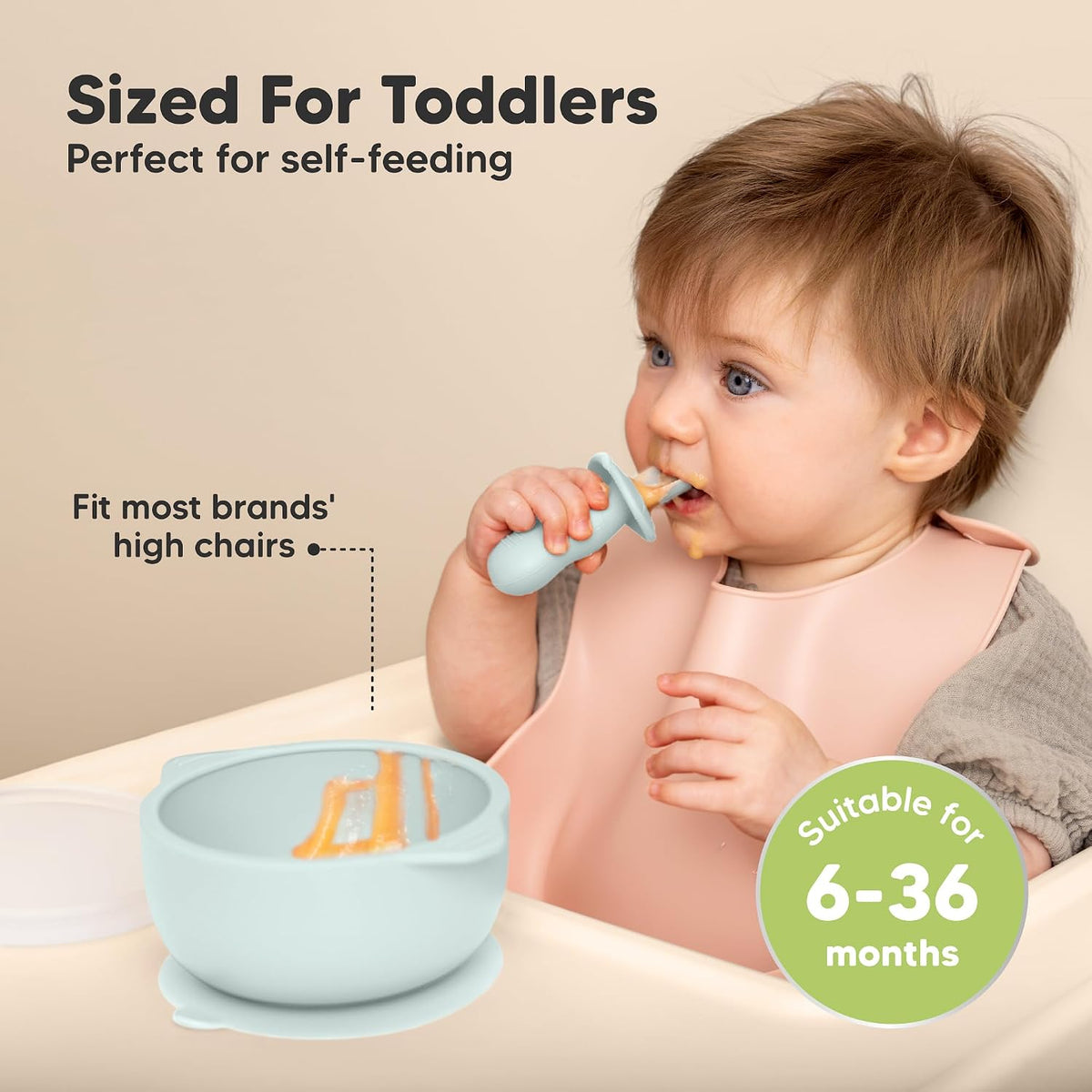 2-Pack Baby Bowls with Suctions, Lids, Silicone (Roseate)