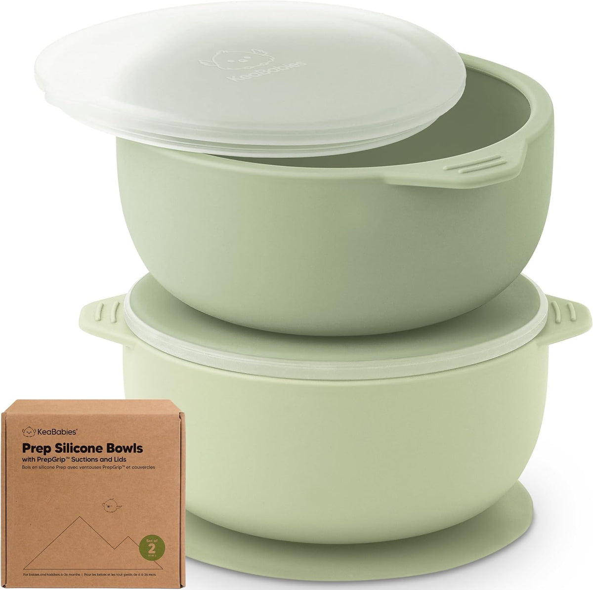 2-Pack Baby Bowls with Suctions, Lids, Silicone (Roseate)