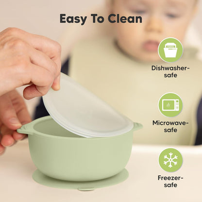 2-Pack Baby Bowls with Suctions, Lids, Silicone (Roseate)