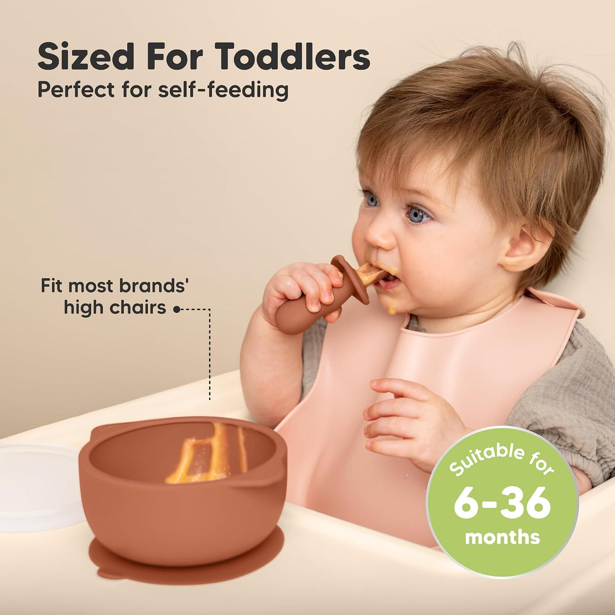 2-Pack Baby Bowls with Suctions, Lids, Silicone (Roseate)