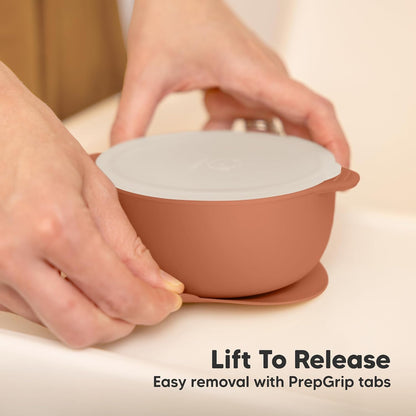 2-Pack Baby Bowls with Suctions, Lids, Silicone (Roseate)