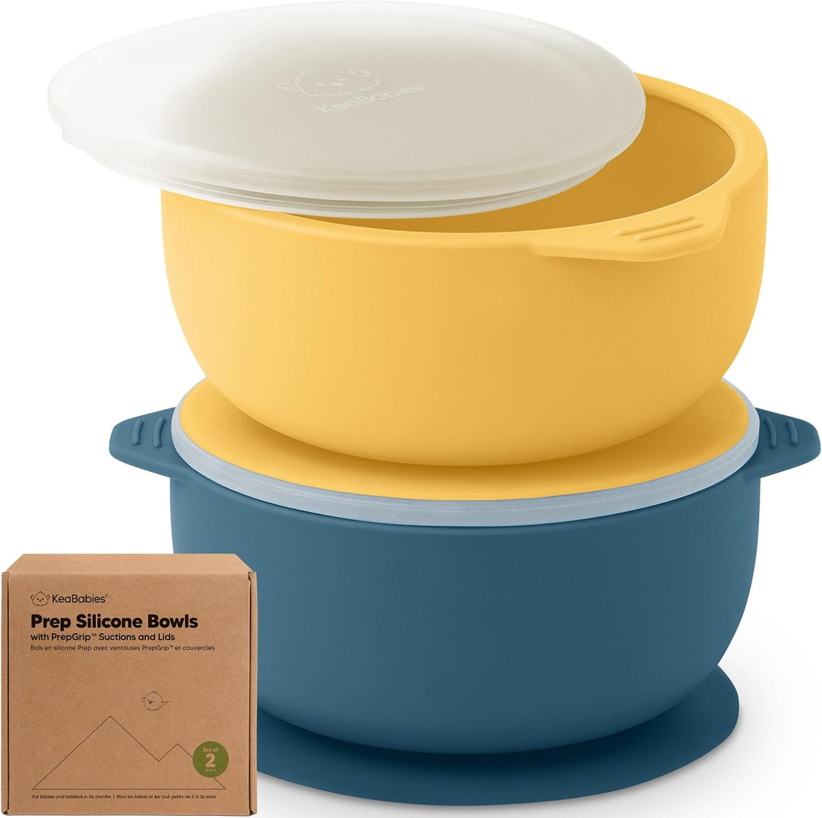 2-Pack Baby Bowls with Suctions, Lids, Silicone (Roseate)