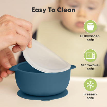 2-Pack Baby Bowls with Suctions, Lids, Silicone (Roseate)