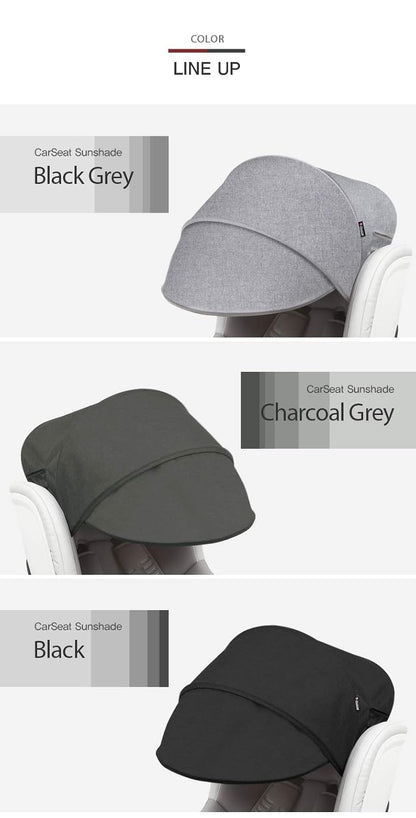 Sun Shade Extender/Auxiliary Canopy for Car Seat (Black Grey)