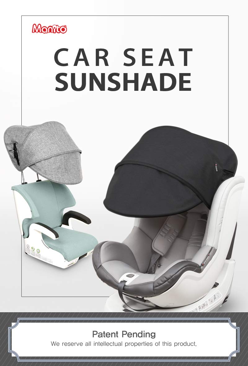 Sun Shade Extender/Auxiliary Canopy for Car Seat (Black Grey)