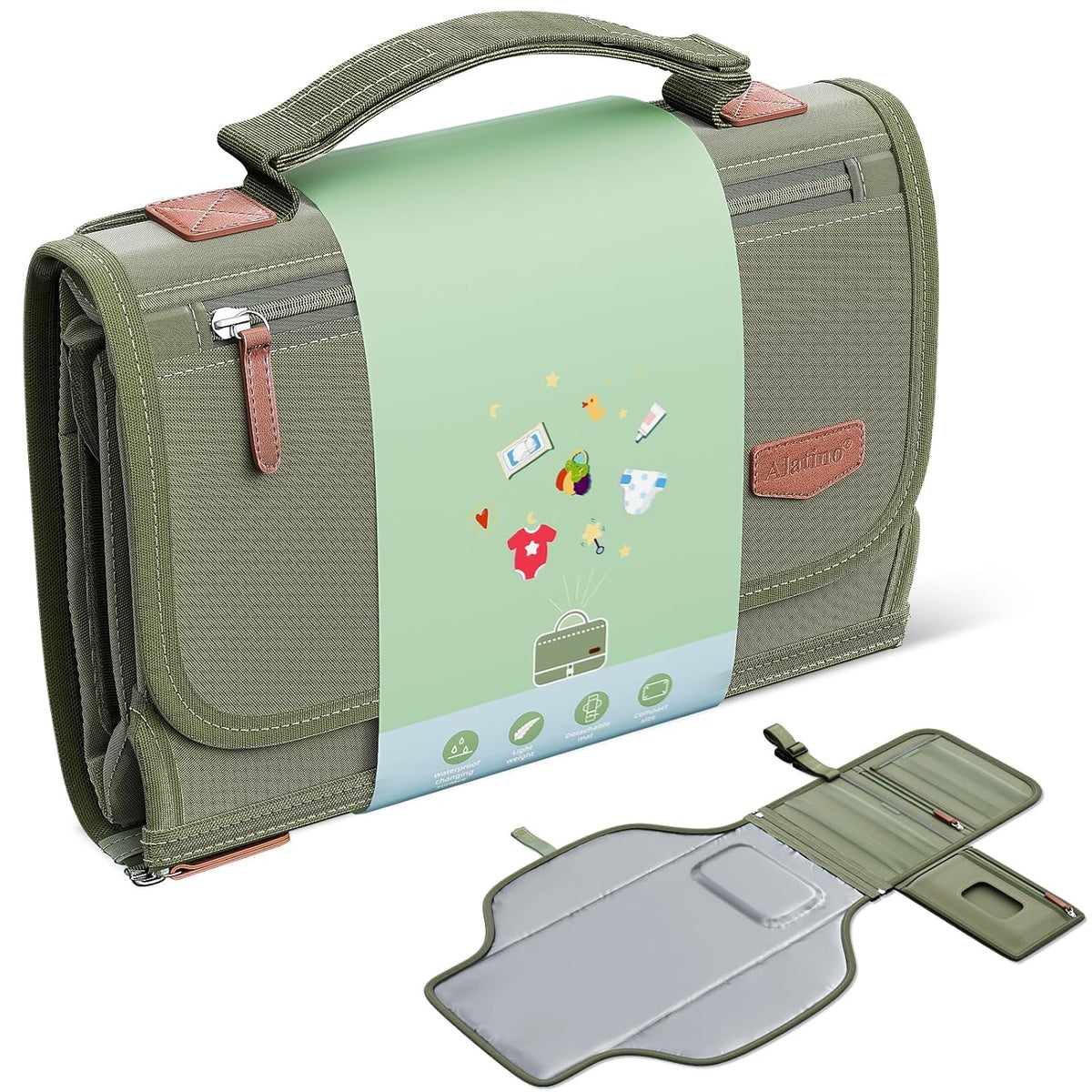 Portable Diaper Changing Pad, Wipe Clean, 24x22,Austere Grey
