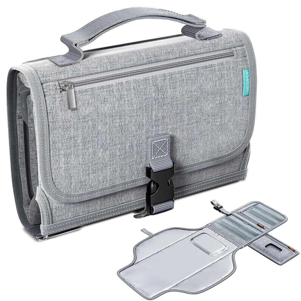 Portable Diaper Changing Pad, Wipe Clean, 24x22,Austere Grey