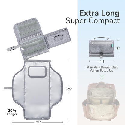 Portable Diaper Changing Pad, Wipe Clean, 24x22,Austere Grey
