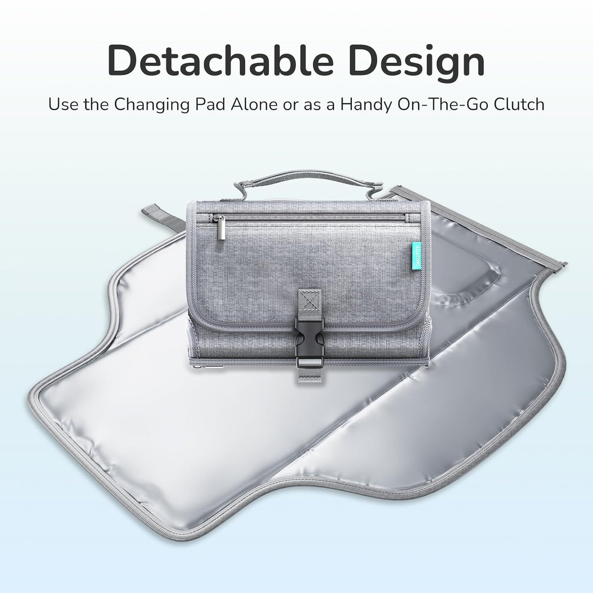 Portable Diaper Changing Pad, Wipe Clean, 24x22,Austere Grey