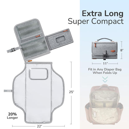 Portable Diaper Changing Pad, Wipe Clean, 24x22,Austere Grey