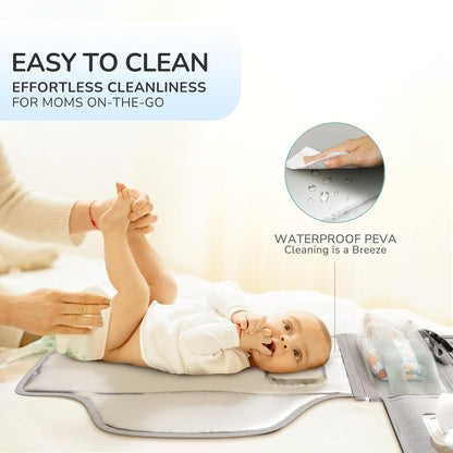 Portable Diaper Changing Pad, Wipe Clean, 24x22,Austere Grey