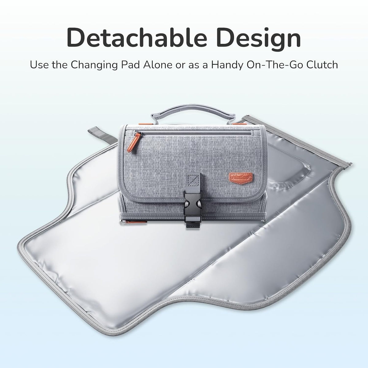 Portable Diaper Changing Pad, Wipe Clean, 24x22,Austere Grey