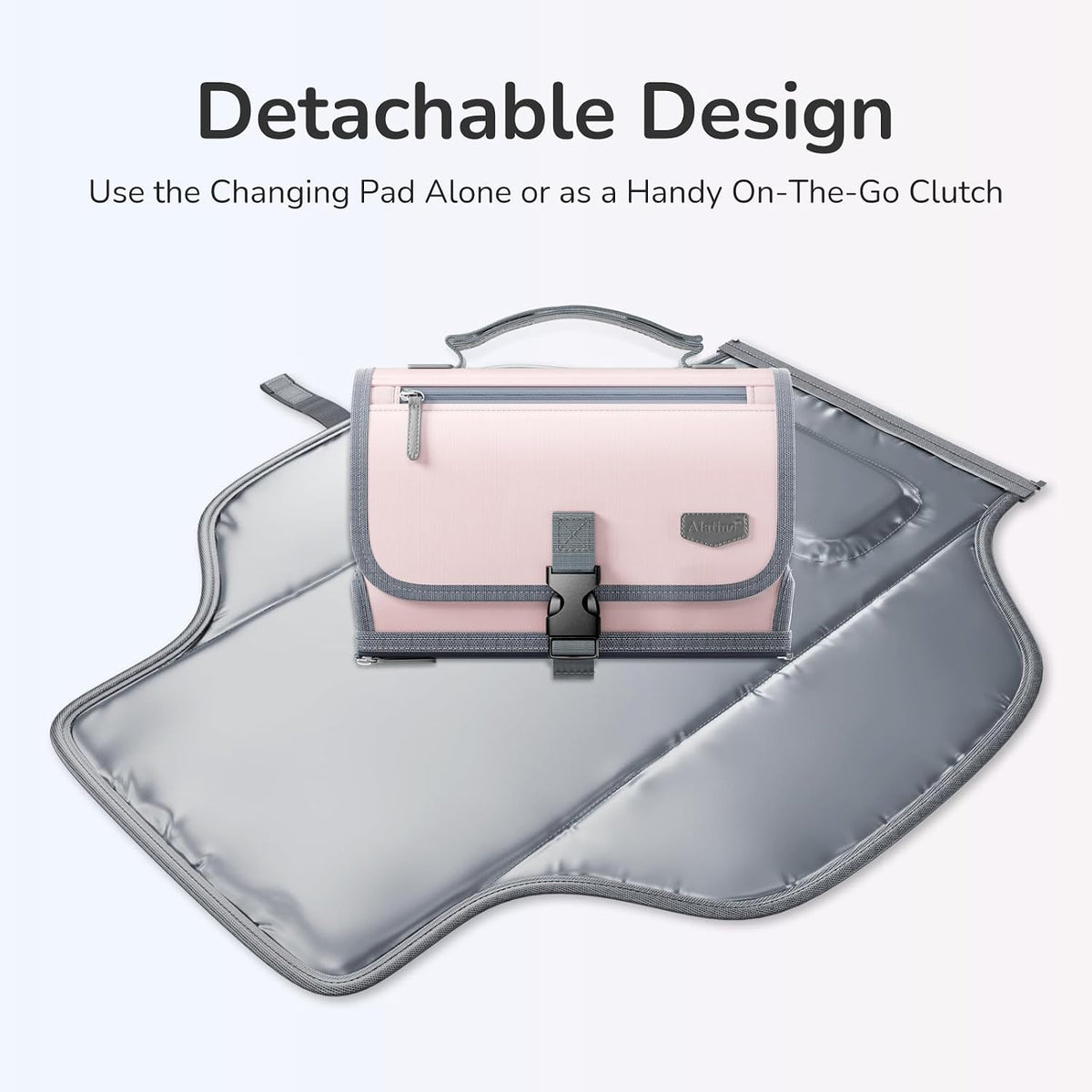 Portable Diaper Changing Pad, Wipe Clean, 24x22,Austere Grey