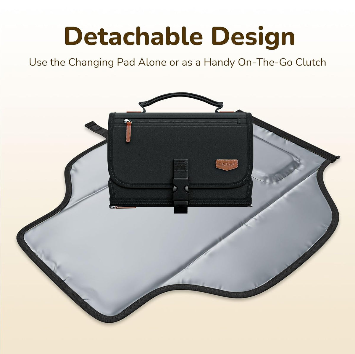 Portable Diaper Changing Pad, Wipe Clean, 24x22,Austere Grey