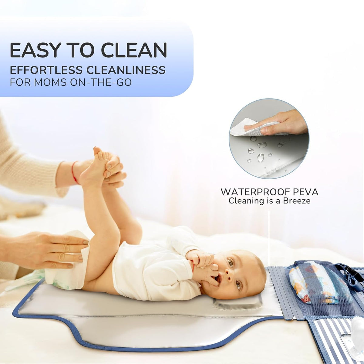 Portable Diaper Changing Pad, Wipe Clean, 24x22,Austere Grey