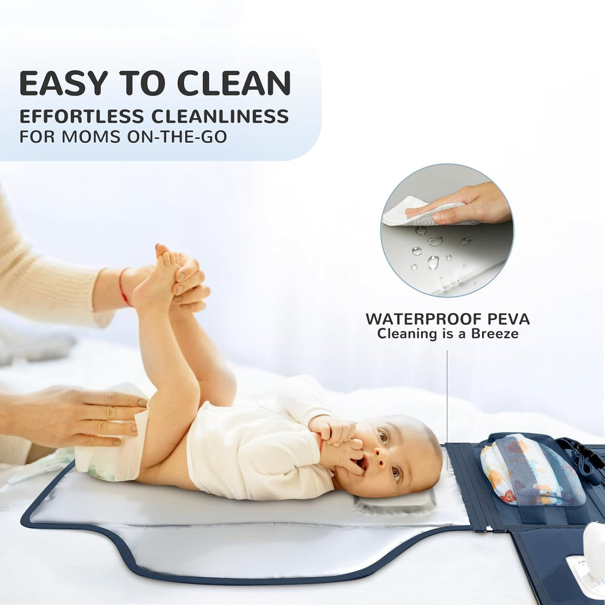Portable Diaper Changing Pad, Wipe Clean, 24x22,Austere Grey