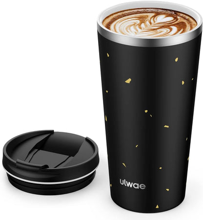 Insulated Coffee Mug with Ceramic Coating, 18oz Travel Mug with Leak-proof Lid, Vacuum Double-wall Tumbler, Stainless Steel Thermal Cup for Tea, Hot Cocoa, Cold Beverage, Ice Drinks