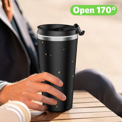 Insulated Coffee Mug with Ceramic Coating, 18oz Travel Mug with Leak-proof Lid, Vacuum Double-wall Tumbler, Stainless Steel Thermal Cup for Tea, Hot Cocoa, Cold Beverage, Ice Drinks