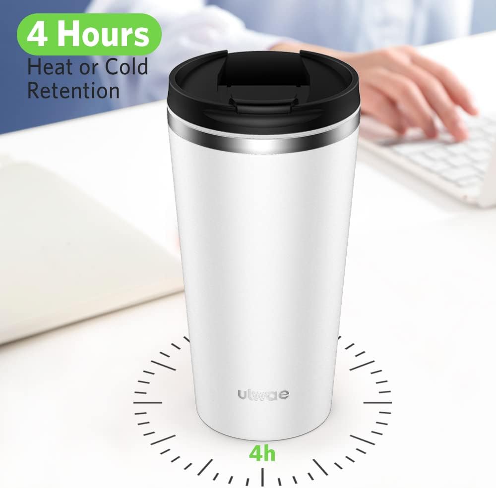 Insulated Coffee Mug with Ceramic Coating, 18oz Travel Mug with Leak-proof Lid, Vacuum Double-wall Tumbler, Stainless Steel Thermal Cup for Tea, Hot Cocoa, Cold Beverage, Ice Drinks